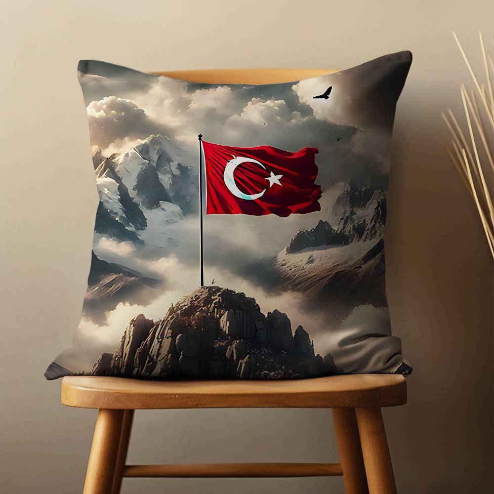 

Art Turkish Flag Throw Pillow Case Living Room Sofa Cushion Cover For Home Bedroom Decoration And Protector 30cmx30cm