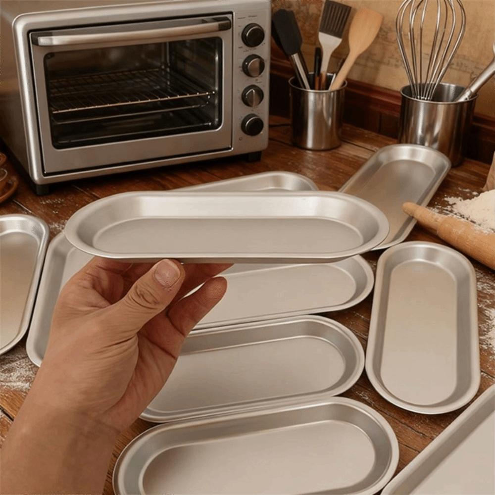 4PCS Aluminium Zinc Zinc Alloy Sausage Bread Baking Pan Oval Hotdog Bun Pan Durable Hot Dog Bread Mold  Bakery