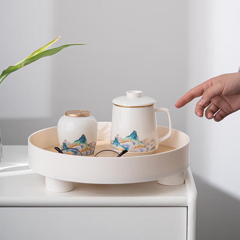 Su's Ceramic Guancanghai Office Cup and Tea Caddy Gift Set