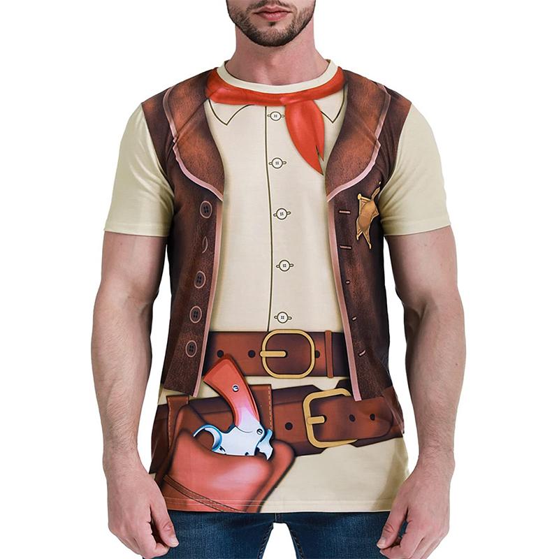 

Cowboy Role Playing Funny 3D Print T-shirt For Men Streetwear Casual Funny Cosplay Personality Fashion Loose Trend Tee Shirts 5XL