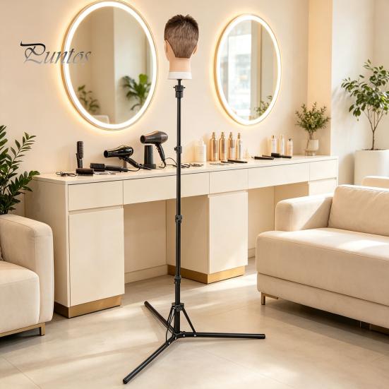 Hairdressing Training Wig Stand 0.5/1.6M Mannequin Head Stand, Height Adjustable Display Tripod for Cosmetology, Training, Styling Hair Perming