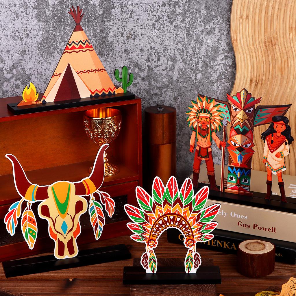 4 Pcs Native American Heritage Month Decorations Table Centerpiece Wooden Sign Table Topper National American Indian History And