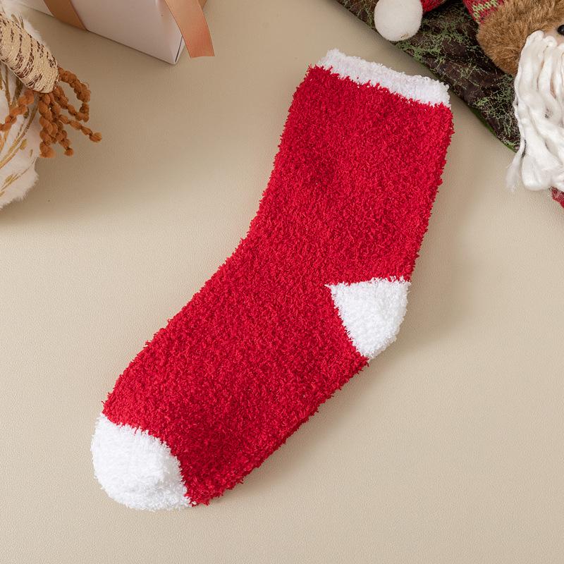 Damen Winter Korallfleece Mid-Calf Socken - Weihnachtsmann & Rentier Design