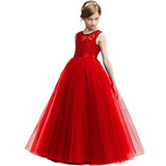 Robe de Mariage de Princesse Fait Main pour Enfants avec Fleurs en Tulle et Ceinture