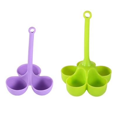 Silicone Egg Steamer 3/5 Cavities Long Handle Heat Resistant Easy Drainage Egg Cooker Steaming Cup Holder Kitchen Supplies