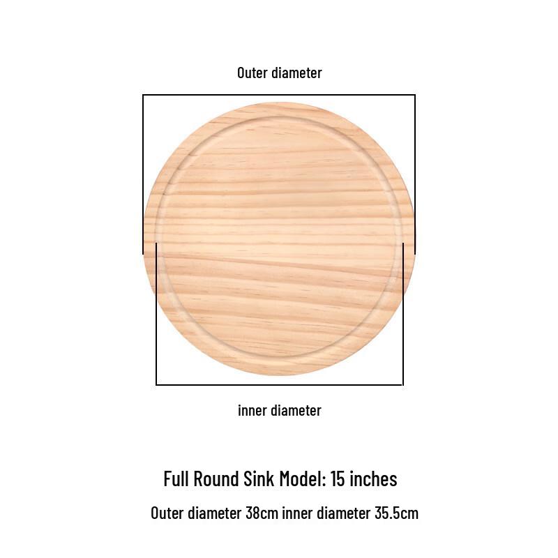 RuHan 15-inch Pine Wood Round Serving Tray