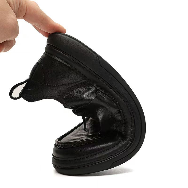 Retro Cow Leather Loafers for Men Fashion Soft-soled Spring Platform Casual Men's Luxury Shoes Designer Light Board Shoes Male