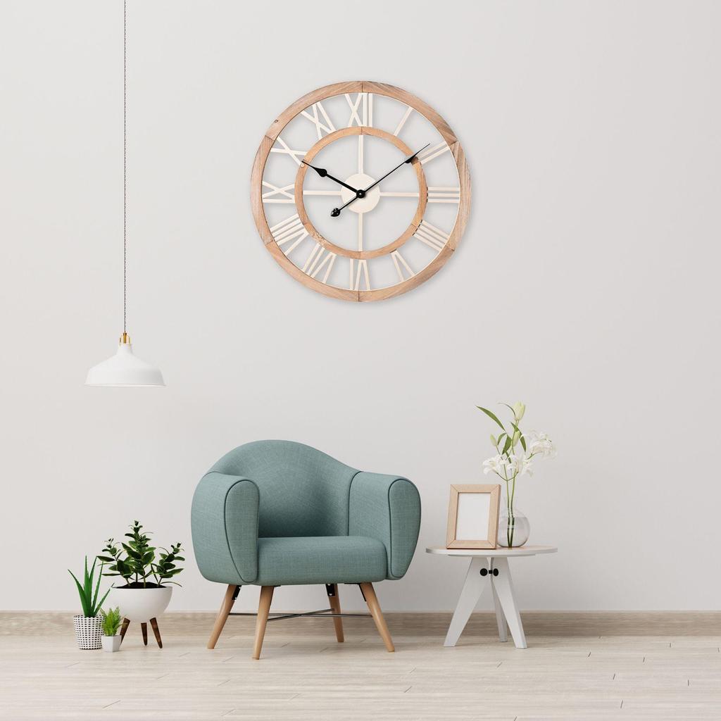 Hometime Shabby Chic Round Wall Clock Cut Out Dial 60cm