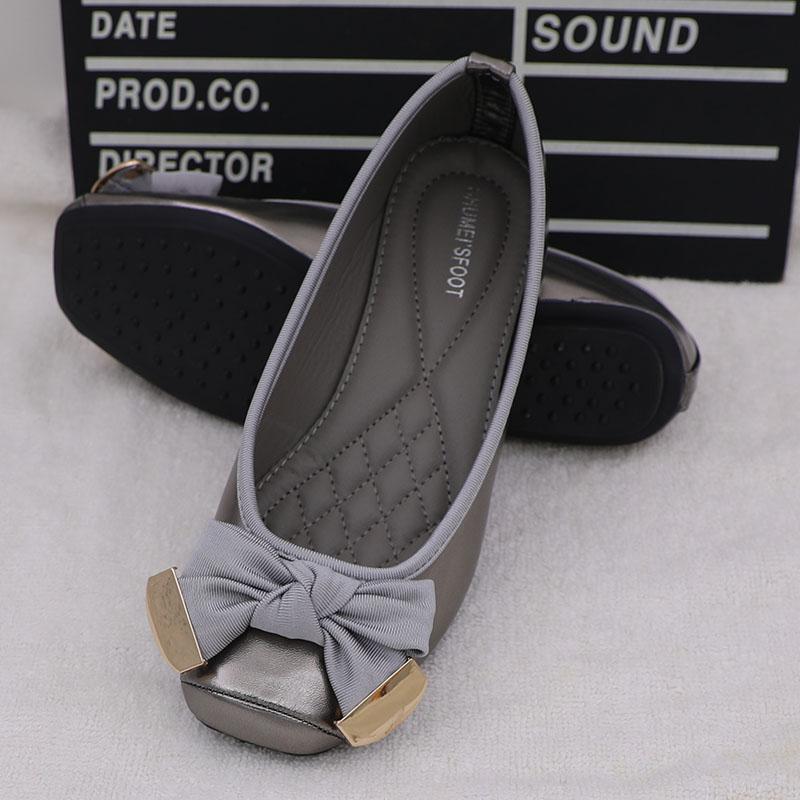 Fashion Flat Shoes for Women Spring Autumn 2025 New Flat  Bow Boat Shoes Square Toe Pregnant Women's Ballet Gold Plus Size for Women
