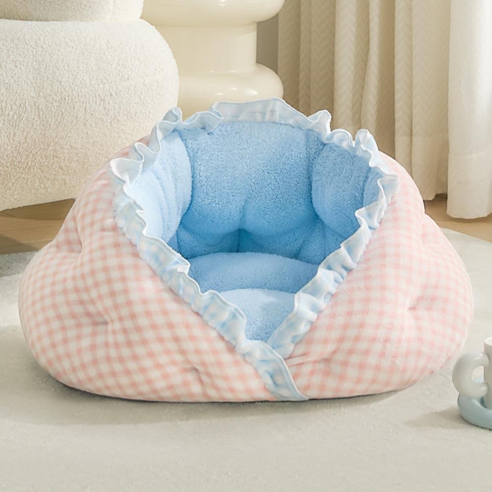 Creative Semi-surrounded Cat Plush Nest Soft Breathable Warm Pet Bed Comfortable Pet Cave Winter