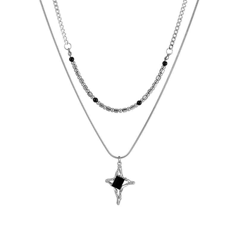 Double Layered Cross Pendant Necklace: Trendy Light Luxury Clavicle Chain for Women