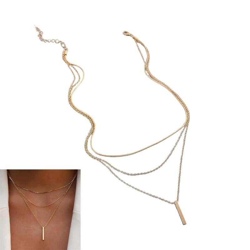 Multi Layer Necklace Stackable Designs Gold Silver Jewelry Lightweight Collarbone Chain Handmade Gift For Her