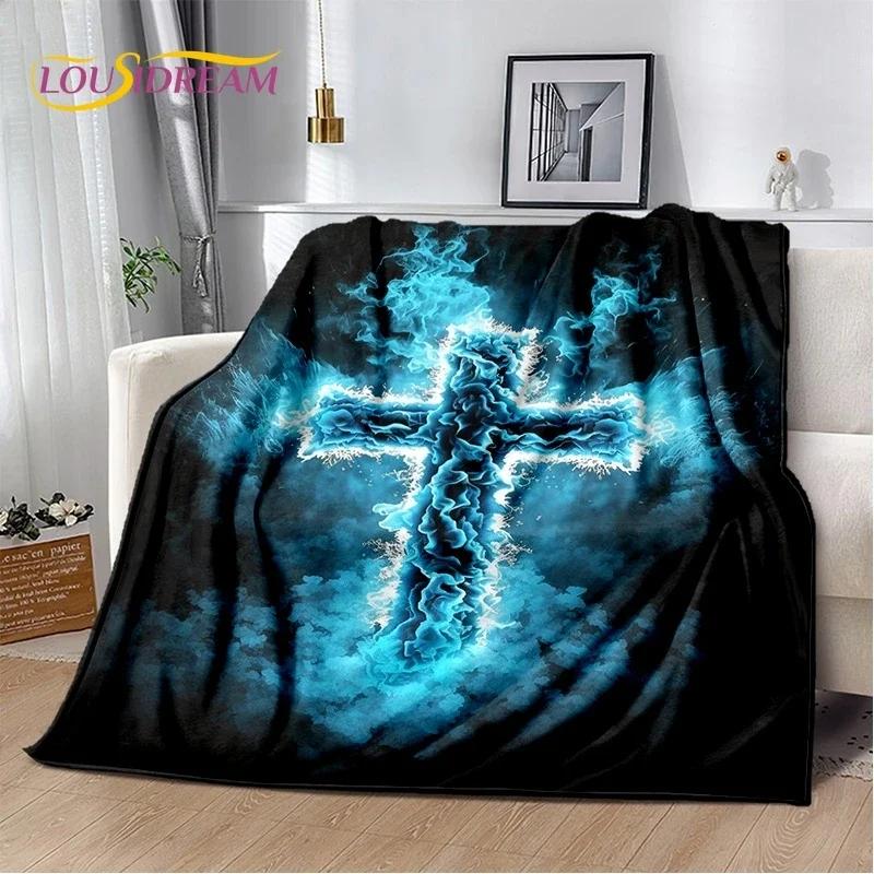 New 3D Pray Holy Bible Cross Jesus Soft Blankets,Keep Warm Throw Blanket Comfortable Blanket for Picnic Beds Sofa Home Bedroom