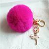 Car Women handBag Key Chain Fashion Pearl Chain Crystal Bottle Bow Pompom Keychain Fluffy Puff Ball Keychains Jewelry