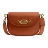 Harley Solid Color Detachable Shoulder Strap Flap Closure Leather Crossbody Bag Small Unisex Crossbody Bag Amber CM705-B4BAR
