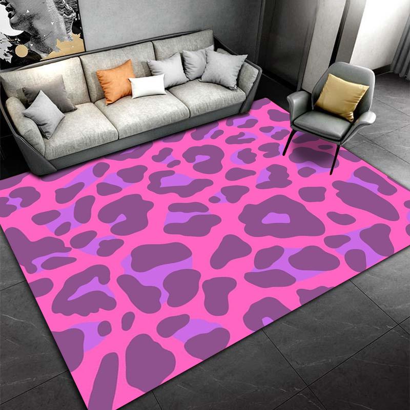 Pink and Purple Leopard Print Carpet, Modern Animal Pattern Rug Suitable for use as an anti-slip for living room bedroom sofas