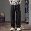 Lyocell breathable men's casual pants summer new loose straight thin pants splicing tooling trousers