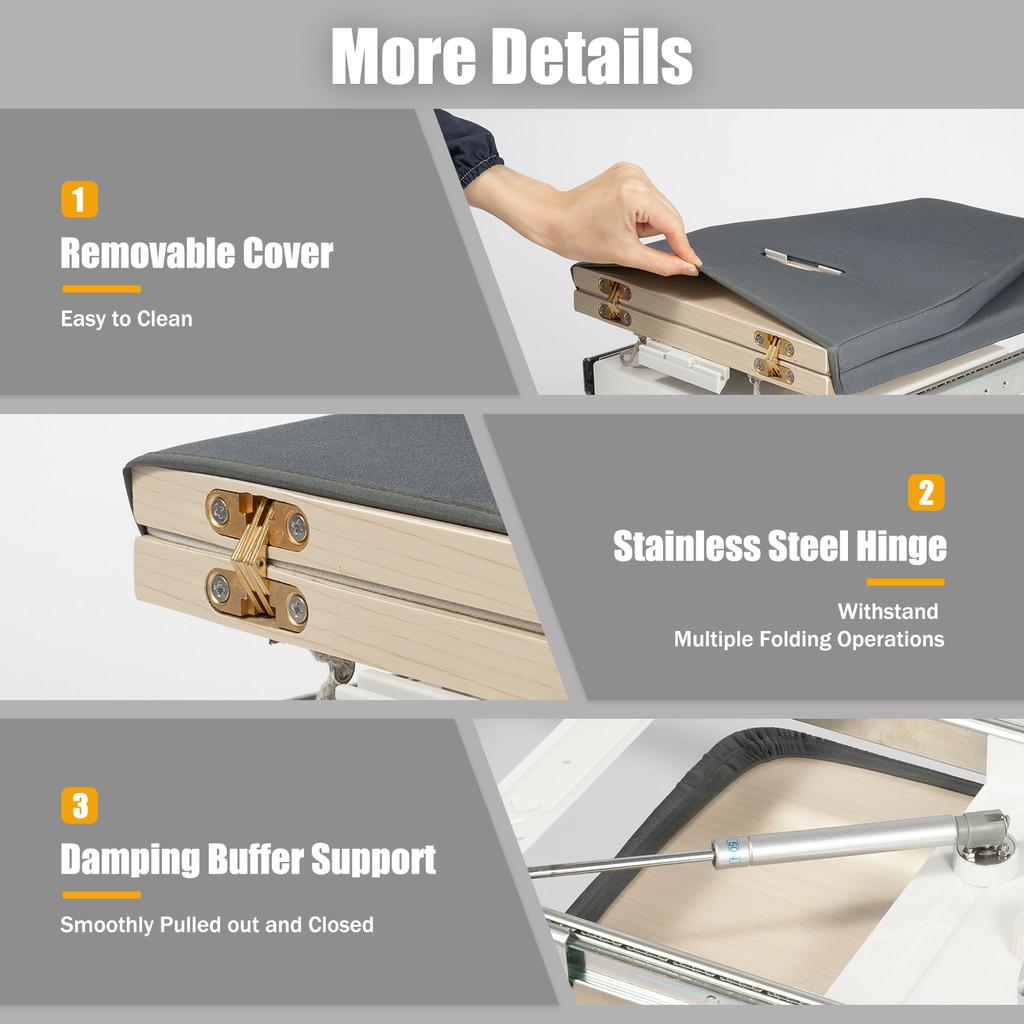 180 ° Free Rotation Ironing Base Plate Foldable Ironing Board Cabinet Mount Push-Pull Sturdy Metal Frame