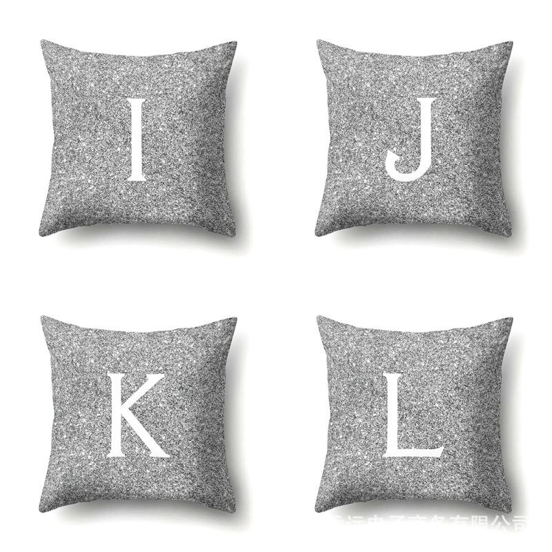 Polyester Pillowcase Automobile Decoration Home 26 English Letters Gray Dot Printed Sofa Bed Pillowcase