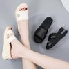 Women Black Slide Slippers Summer Wedge Sandals Open Toe Casual Thick Sole Platform Slippers Plus Size