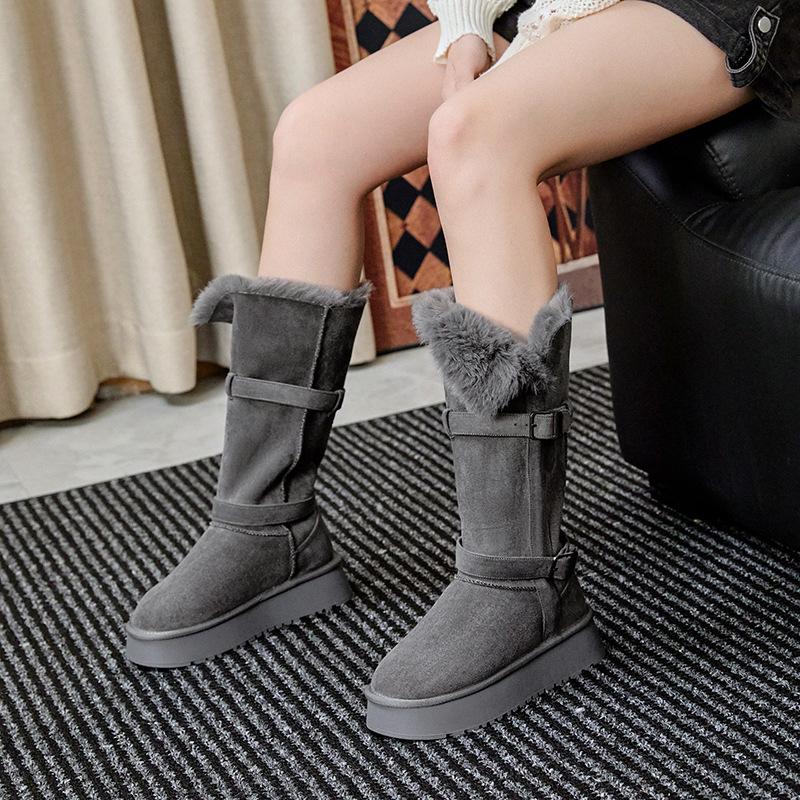 Suede Women's Shoes Two Wear Snow Boots Women's 2025 New Autumn and Winter Thick-soled Super Fire Short Boots Warm Snow Cotton