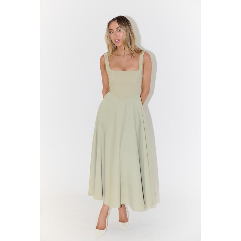 Women's Summer Simple Sexy Solid Colour Straps Slim Midi Dresses