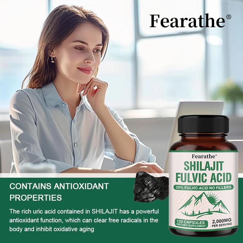 Shilajit Fulvinsäure 20% Kapseln (ohne Füllstoff) – Unterstützt Gedächtnis und Gehirnfunktion 120 Kapseln