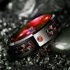 Fashion 8mm Black Titanium Wedding Rings Inlaid Red Zircon Stone Rings for Men Stainless Steel Carbon Fibre Ring Wedding Jewelry