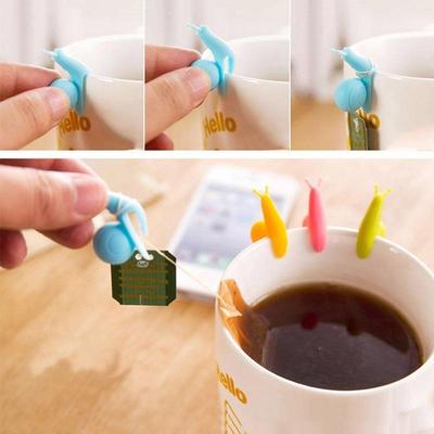 5 Teile/satz Nette Schnecke Form Silikon Teebeutel Clips Halter Geschirr Teekanne Dekoration Drink