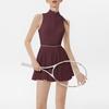 Womens Athletic Tennis Skirt With Front Zipper Breathable Mesh Pleated Running Skort Gym Fitness Wear