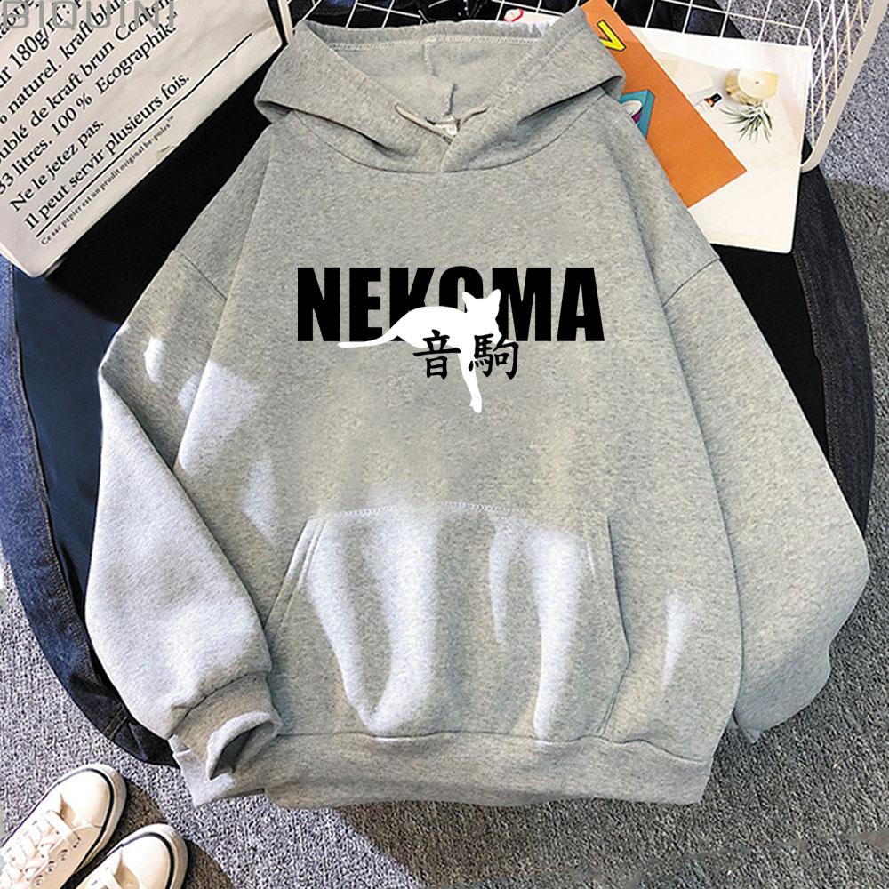 

Толстовки Haikyuu Nekoma Streetwear Японская мода Топы унисекс Толстовка Мужская Осень Зима Буквы Печать Sudaderas Para Mujer 4XL серый