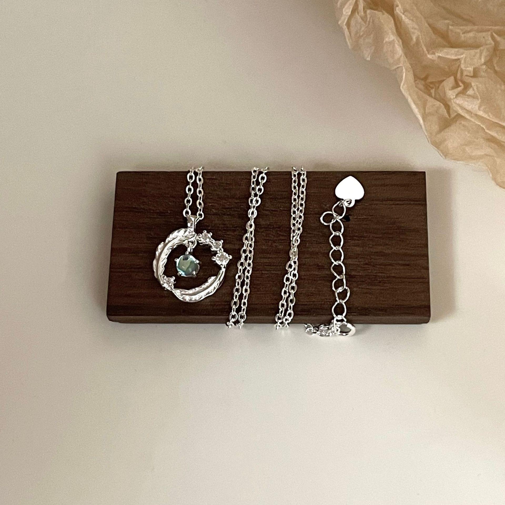 S925 Sterling Silver Moonstone Feather Necklace - Light Luxury Qixi Gift for Her 925 Sterling Silver