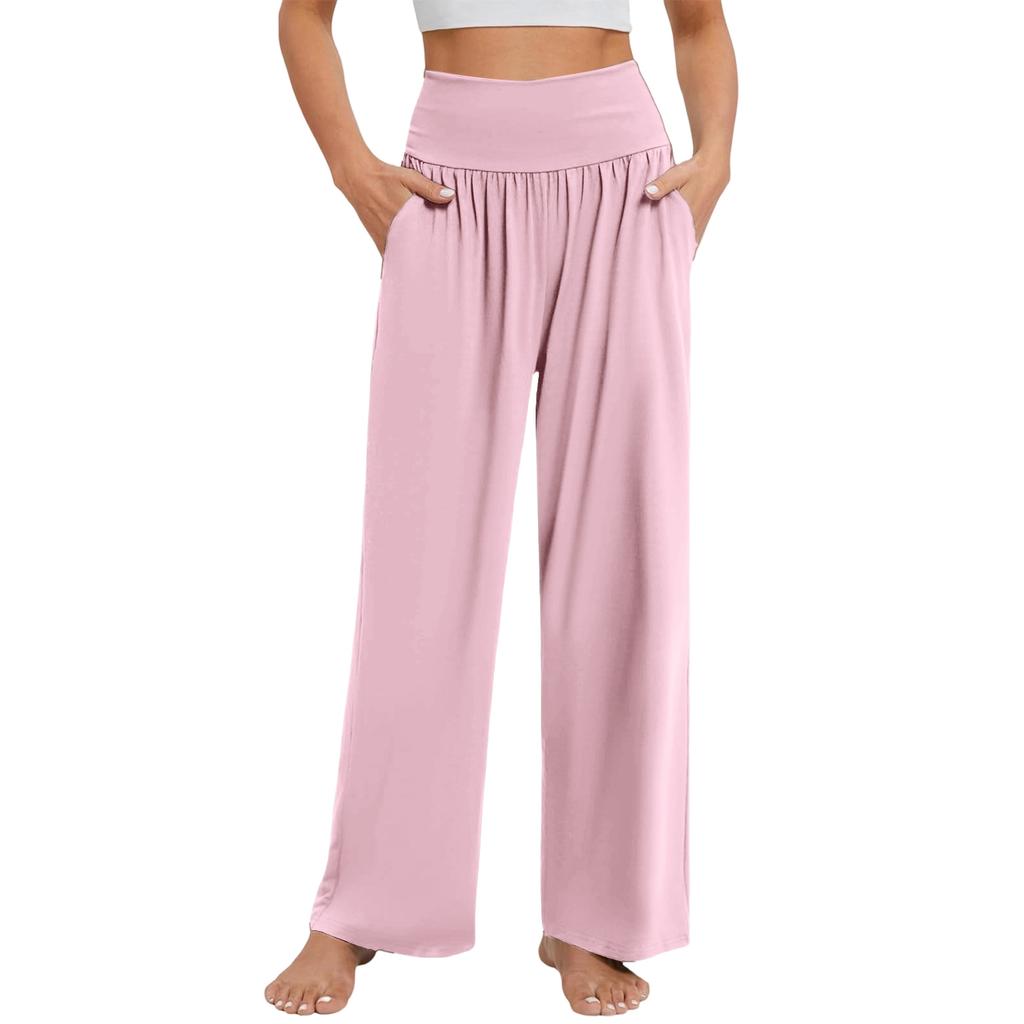 Women's Casual Elastic Waist Trousers -color Comfortable Wide Leg Pants