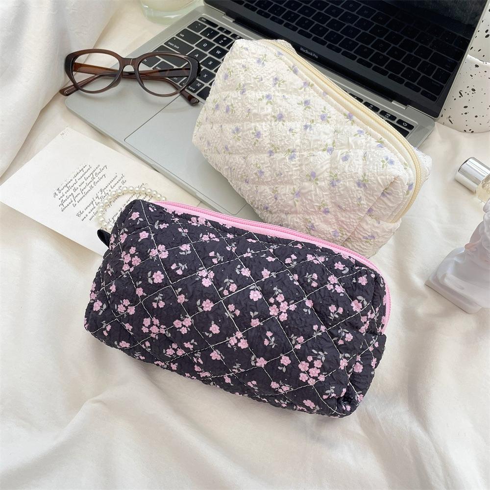 Roze Bloem Vrouwen Schattige Make-up Tas Reis Organizer Cosmetica Munten Handtas Pouch Meisjes Schattig Cartoon Vierkant Rits Cosmetische Tassen