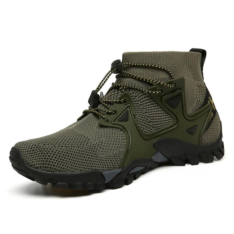 Hiking Boots Mens Outdoor Athletic Sports Trail Running Shoes High-Top Barefoot Upstream Water ShoesTrekking Climbing Sneakers