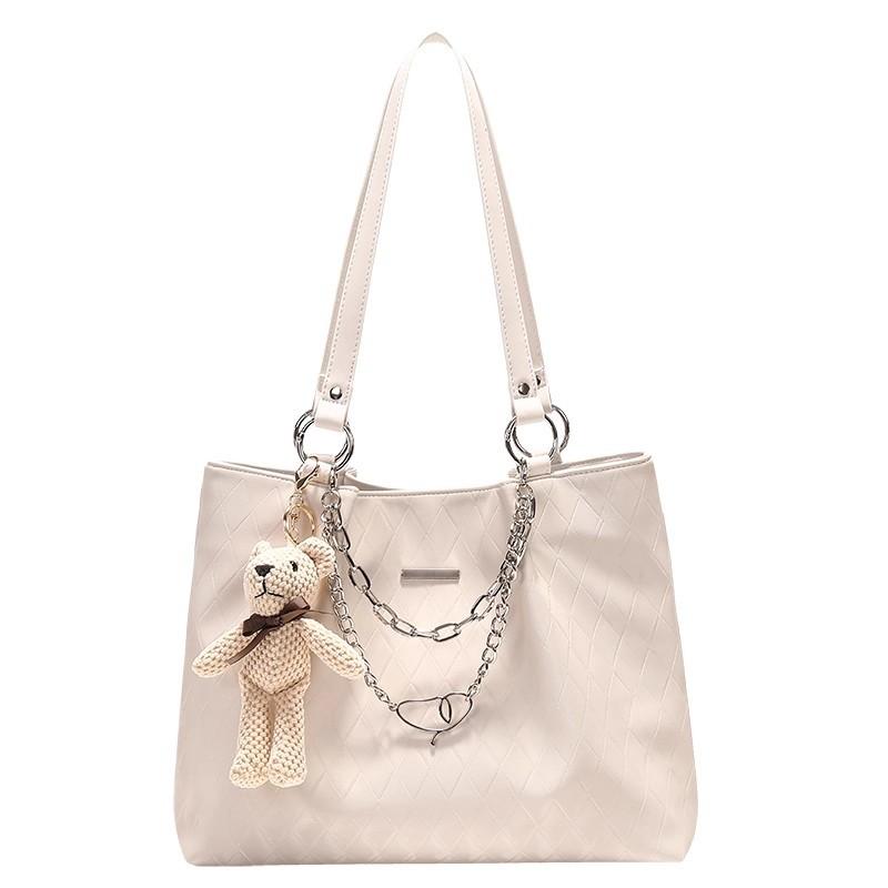 Leather Bag, Light Luxury, Large Capacity Tote Bag, Female College Student's New Commuting Handbag, One Shoulder Large Bag