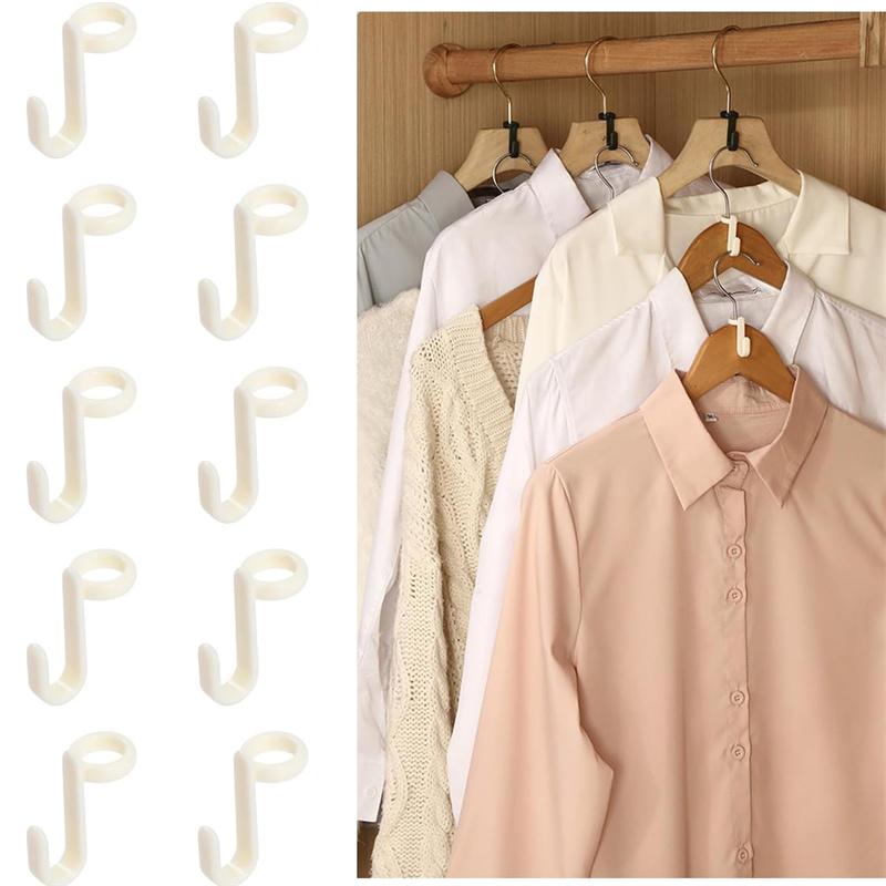 

50 шт. мини-вешалок для соединителей шкафа, крючки каскадные пластиковые, органайзер для одежды в шкафу, вешалка экономит место 50PCS бежевый