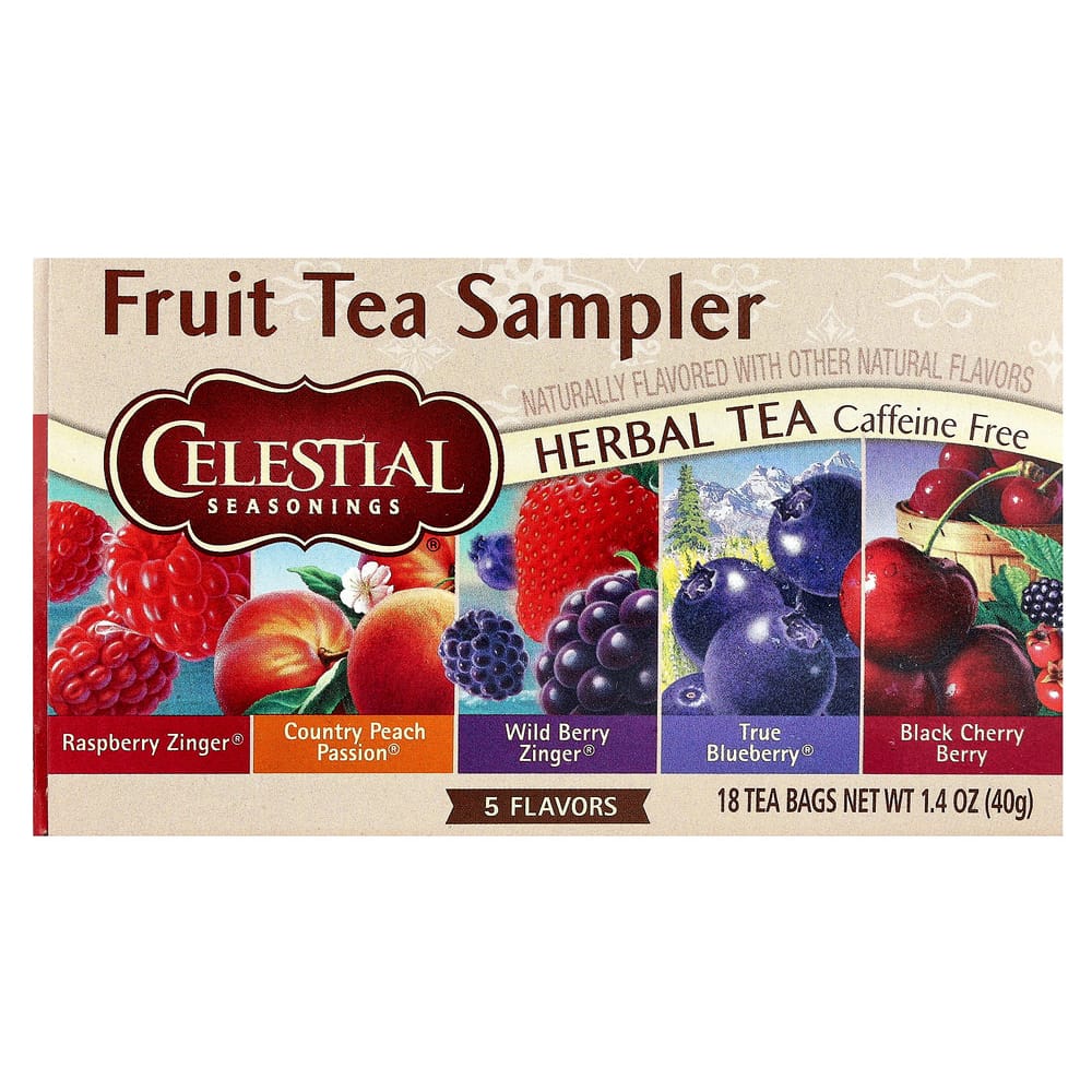 Celestial Seasonings Fruit Tea Sampler, Caffeine-Free, 5 Flavors, 18 Tea Bags (40g / 1.4oz)