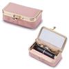 Avec Miroir de Maquillage Sac à Bijoux en Cuir Portable Fermeture Baiser Porte-Monnaie Sac à Maquillage Rangement pour Bijoux