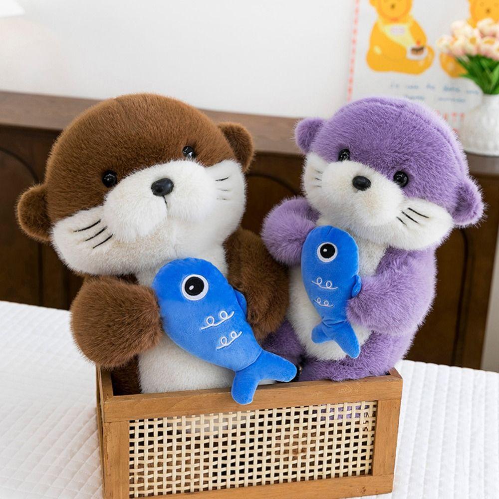 Collection Holding Fish Otter Doll Soft Stuffed Otter Doll Pillow  Children Girls Boys