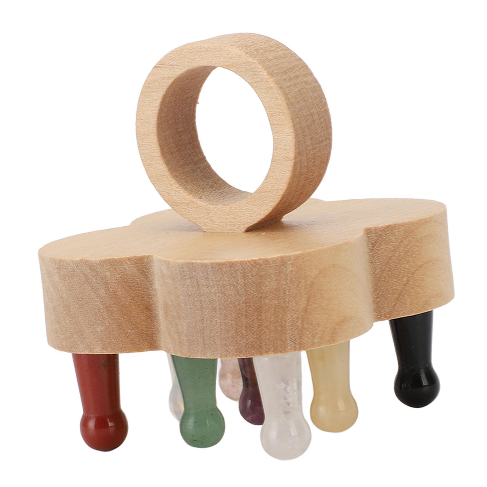 Scalp Massager Wooden Stone Relaxation Polished Teeth Ergonomic Portable Scalp Massage Tool