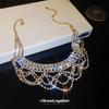 Elegant Rhinestone Lace Tassel Necklace - Multi-Layer Clavicle Accessory for Women