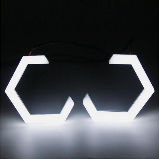 2 buc LED Hexagonal Angel Eye RGB Semnalizator Lumini de Zi Bluetooth App Pentru Faruri Auto 60/70/80/90mm.