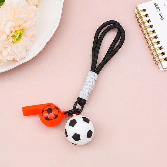 Football Keychain with Whistle Car Key Ring with Braided Strap Football Backpack Purse