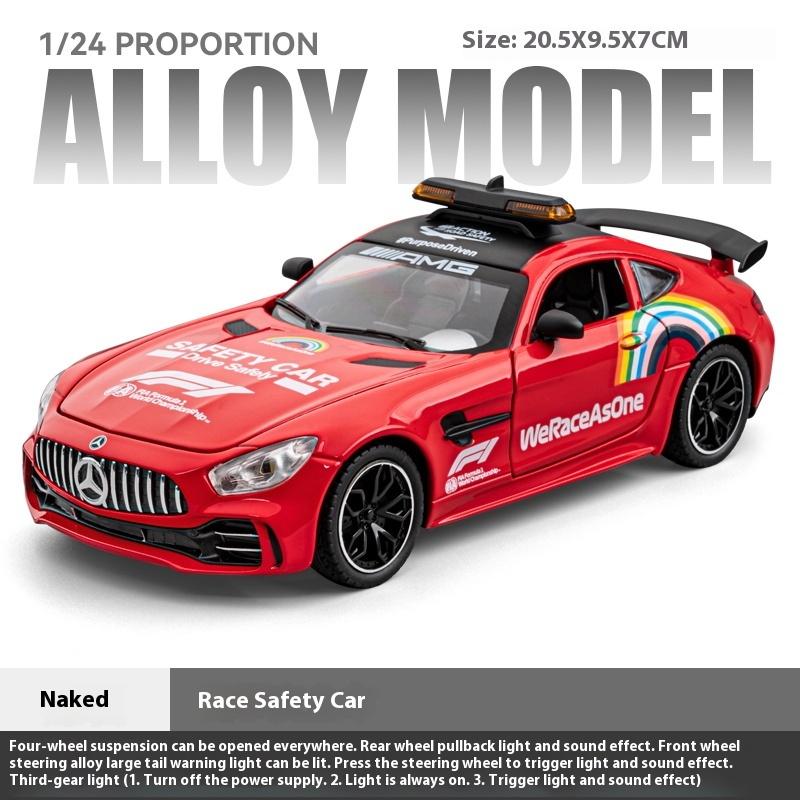 1/24 Scale Mercedes Benz GTR AMG Safety Car Alloy Supercar Diecast Model Sound & Light Pull Back Toy Trendy Ornament Gift for Children