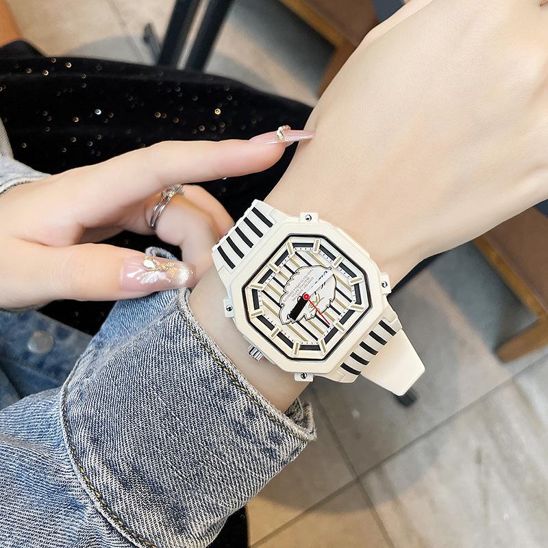 Large Dial Dopamine Trend Student Sports Watch Fashion Silicone Waterproof Ladies Watch