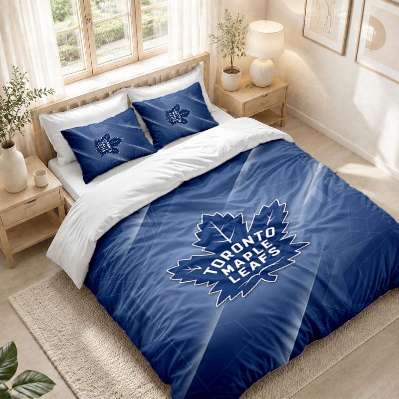 Pościel 1 poszewka na kołdrę 2 poszewki na poduszki Nadruk Toronto Maple Leafs Sypialnia Wystrój domu
