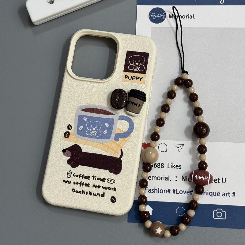 Cartoon for Apple 16 Promax Mobile Phone Case 16 Simple 14 Pro Lychee Pattern for IPhone 13 with Bracelet 12