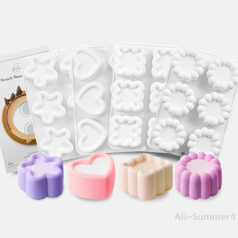 3D Herz/Stern/Rund/Quadrat Blume Pudding Silikon Mousse Form DIY Dessert Schokoladenform Kuchen Dekorationswerkzeuge Backformen