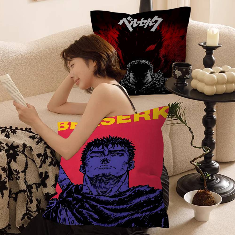 Anime B-Berserk Guts And Griffith Cushion Cover Inches Farmhouse Decor Home Throw Pillow Covers For Couch Decorations